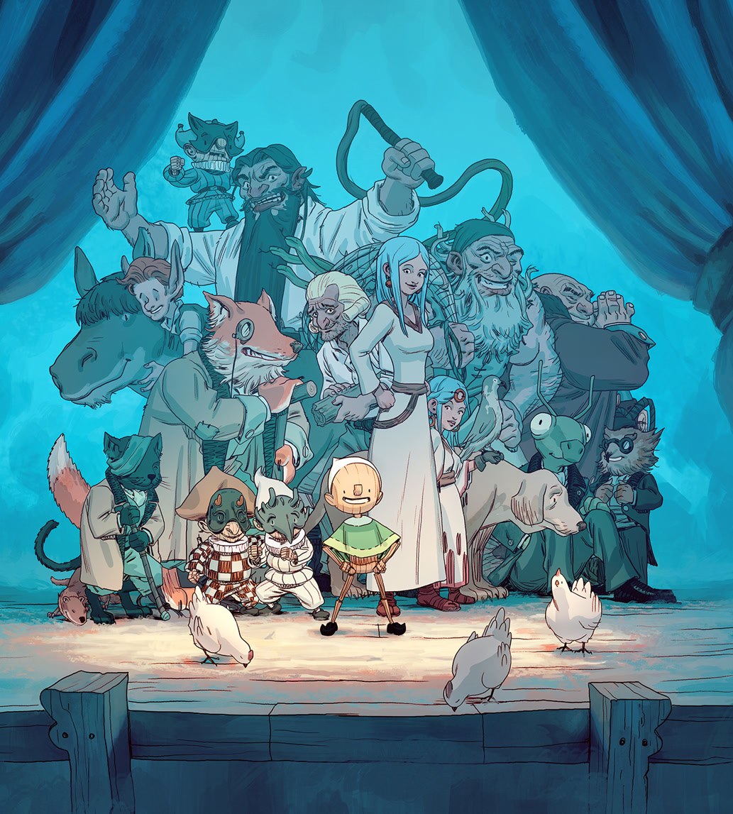 The cast of characters from Tim's illustrated Pinocchio