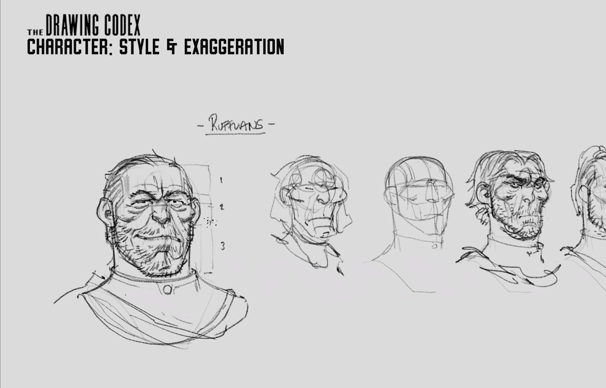 One base head pushed through a series of exaggerations