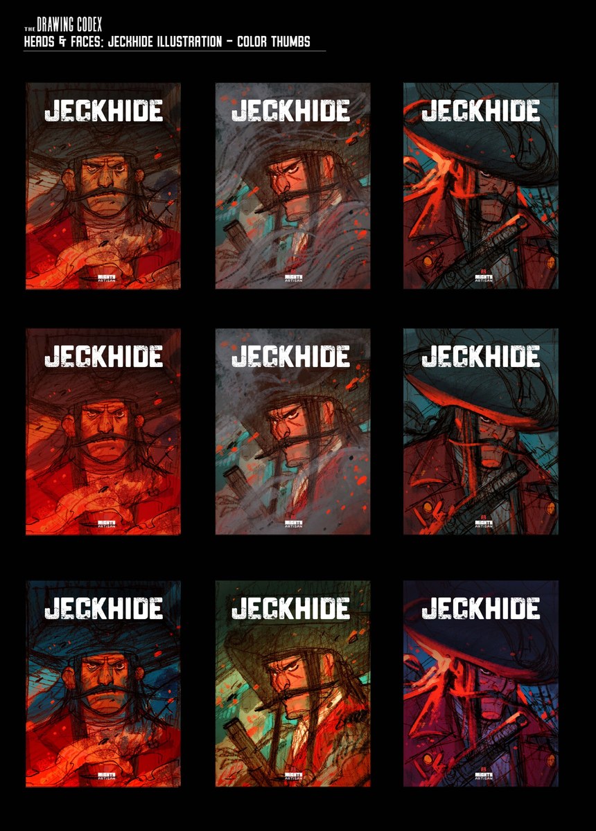 Nine colour variations of the Jeckhide cover thumbnails