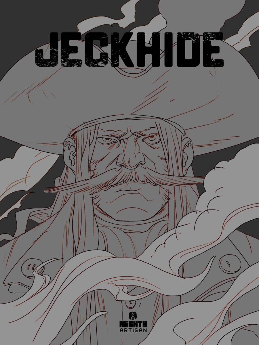 The clean line drawing for the Jeckhide cover